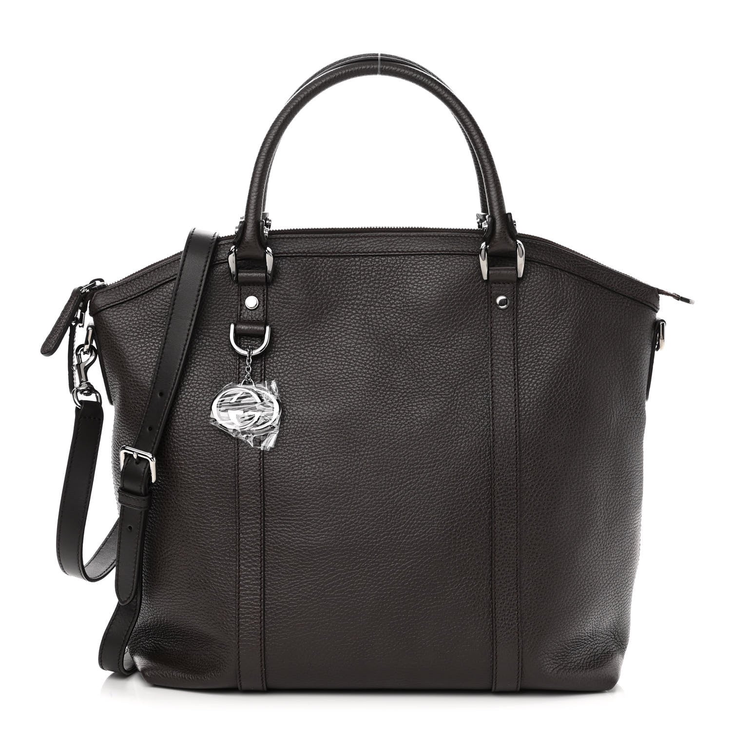 Gucci Calfskin Medium GG Charm Convertible Dome Satchel Dark Brown 1 of 10