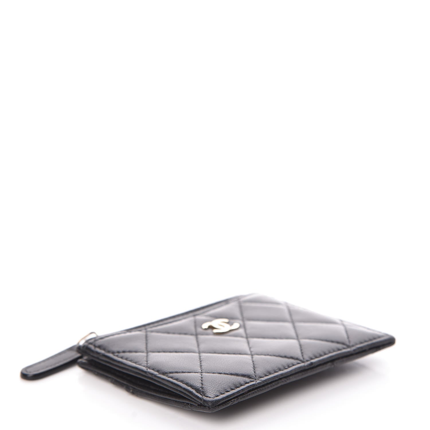 Chanel Lambskin Quilted Zip Card Holder Black 4 of 8