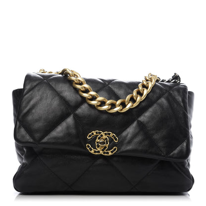 Chanel Goatskin Quilted Large 19 Flap Black 1 of 9
