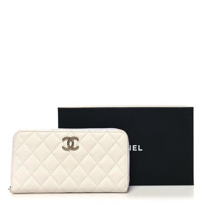 Chanel Caviar Quilted Perforated CC Zip Wallet White 13 of 13