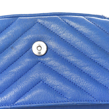Saint Laurent Sheepskin Matelasse Chevron Monogram Classic Baby Chain Bag Blue Majorelle 16 of 20