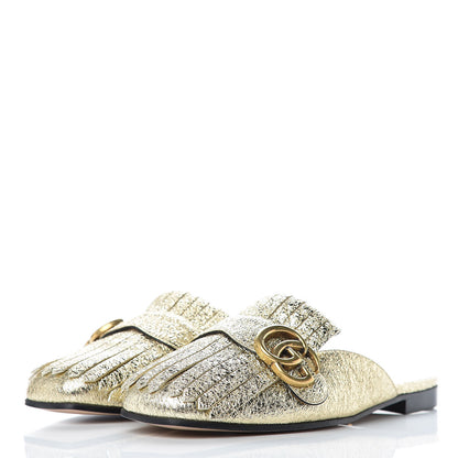 Gucci Galassia Womens GG Marmont Fringe Slippers 37 Platino 3 of 8