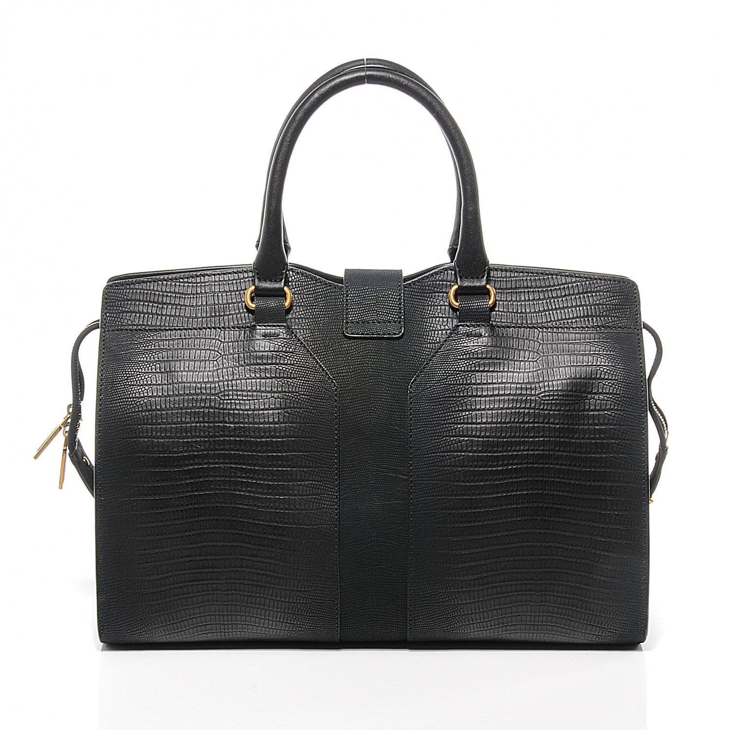 Saint Laurent Leather Lizard Effect Cabas ChYc Medium Black 7 of 8