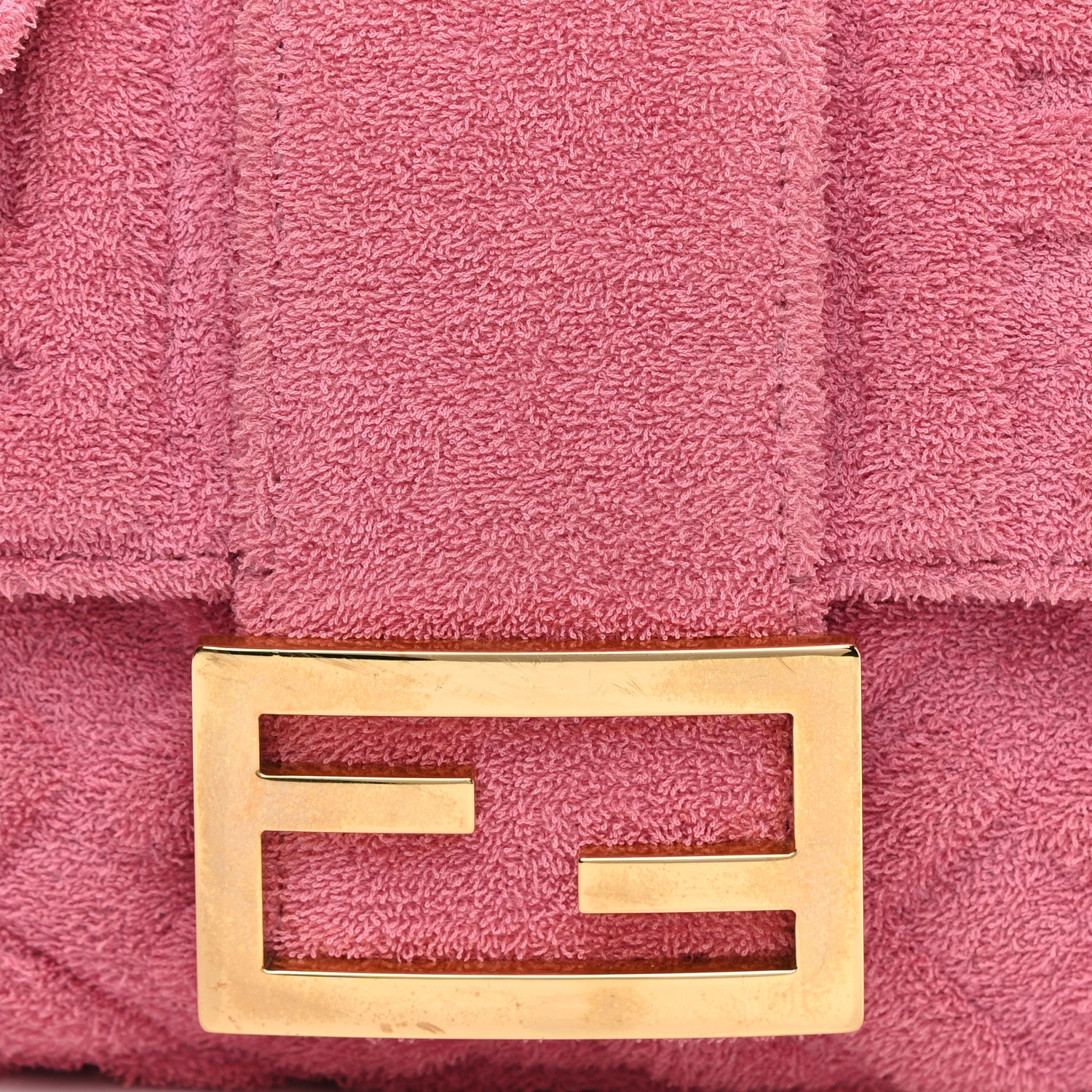 Fendi Terry Cloth Vitello Century Matte FF 1974 Embossed Belt Baguette Lollypop 9 of 11