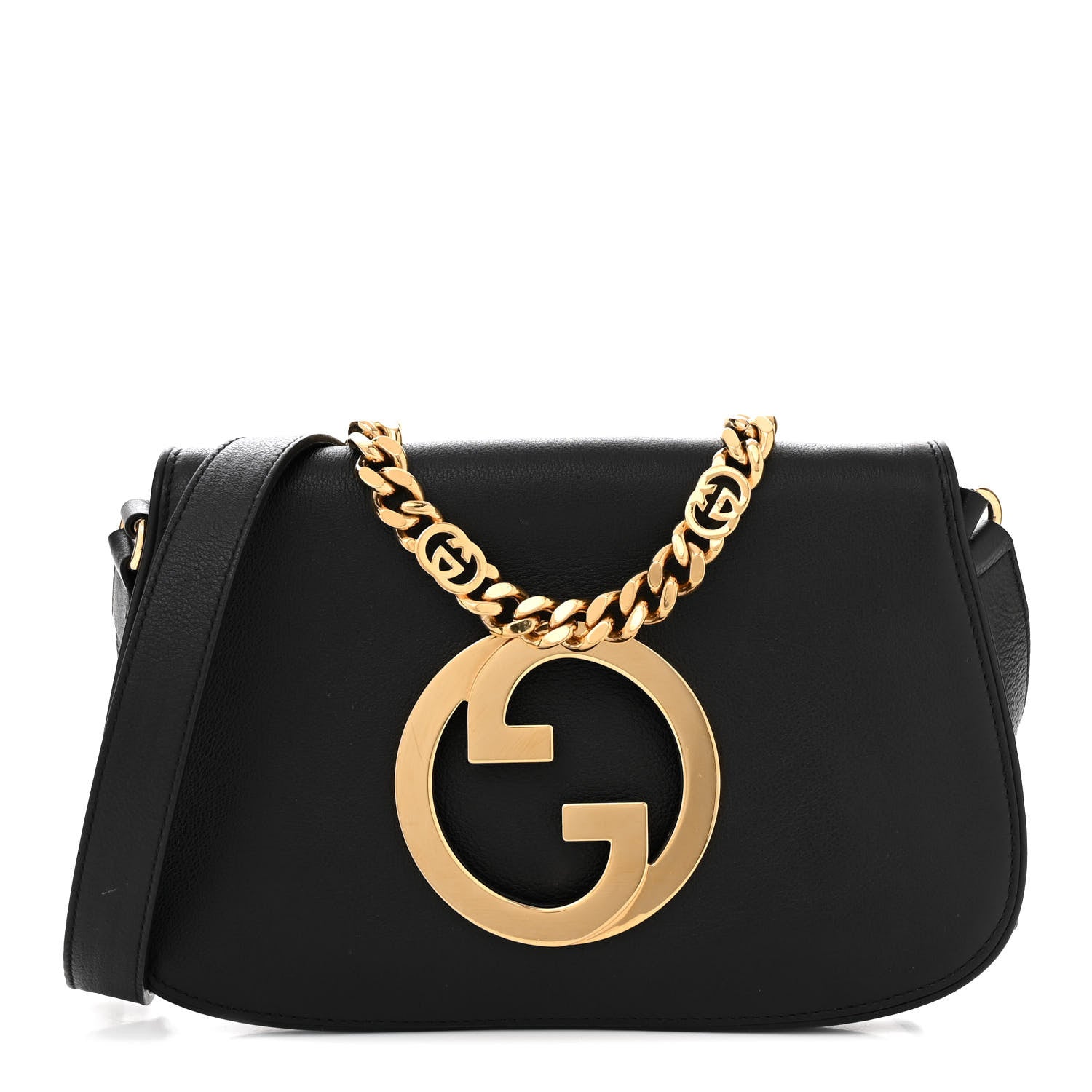 Gucci Roxy Calfskin Blondie Chain Shoulder Flap Bag Black 1 of 10