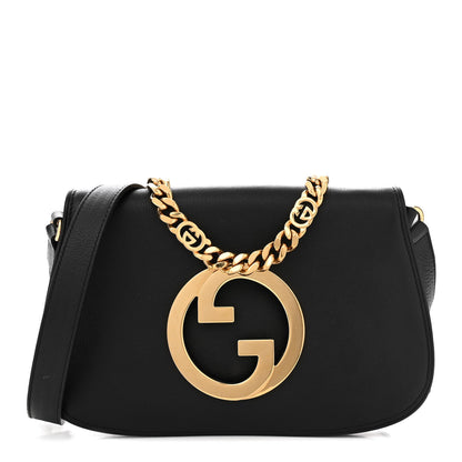 Gucci Roxy Calfskin Blondie Chain Shoulder Flap Bag Black 1 of 10