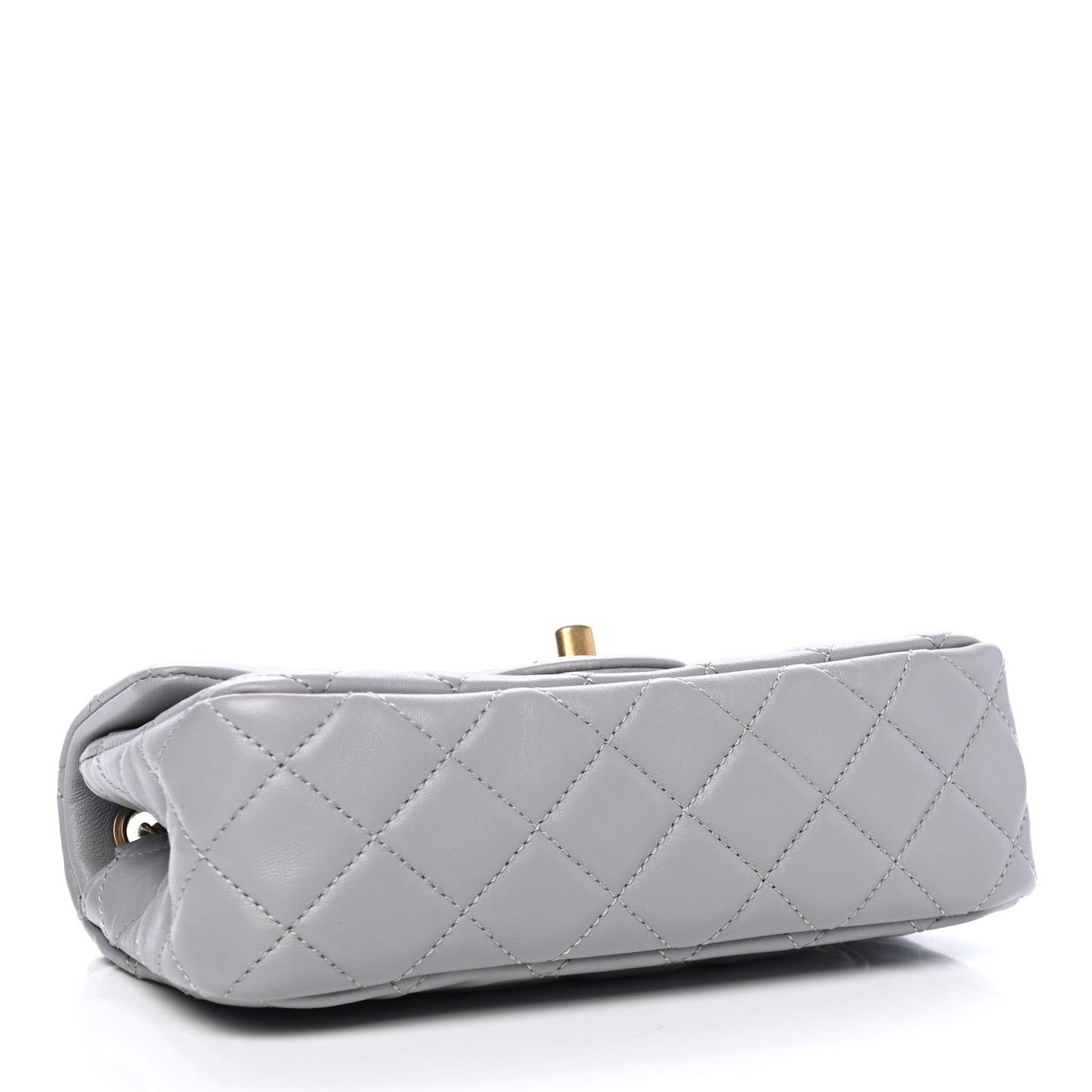 Lambskin Quilted Mini Rectangular Pearl Crush Flap Grey