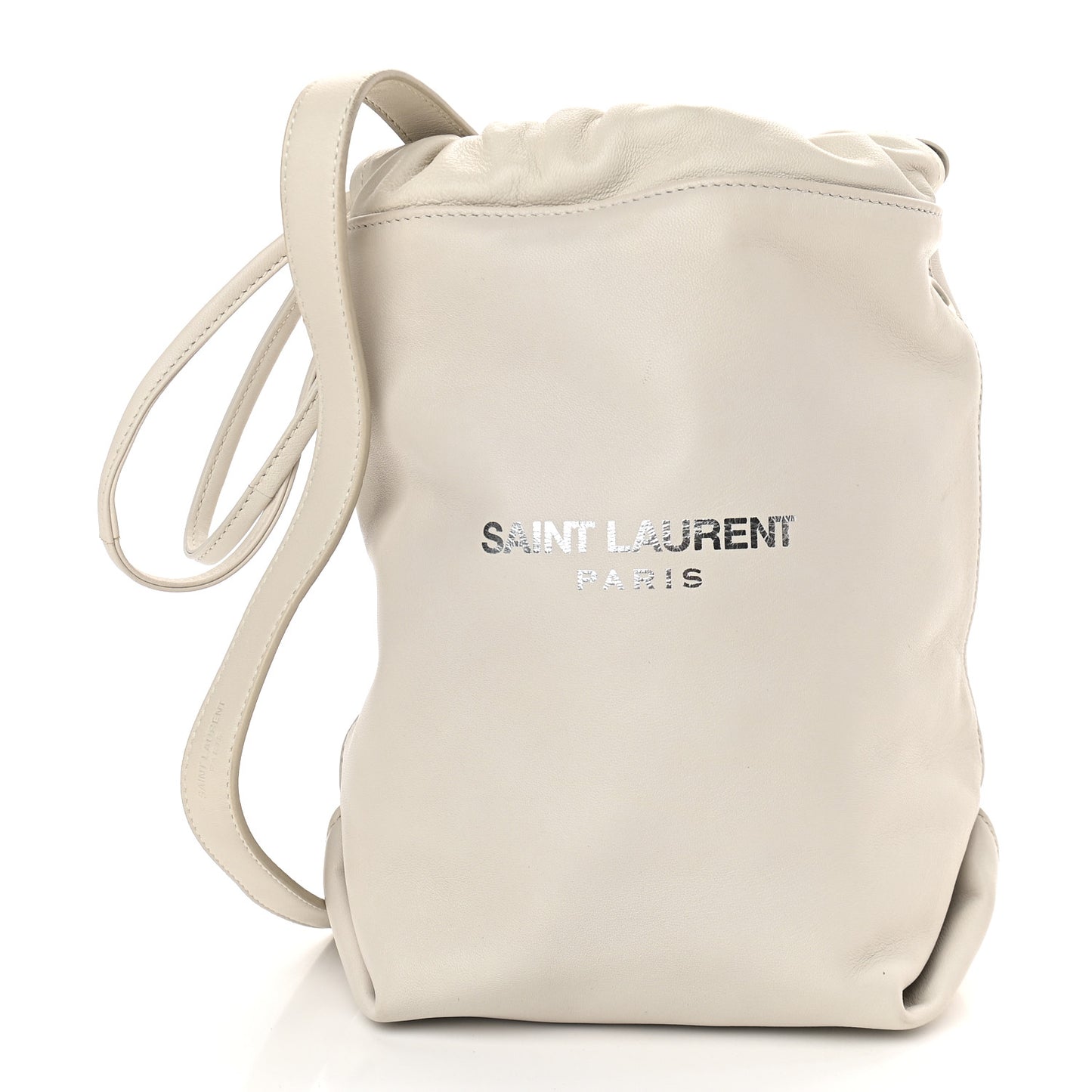 Lambskin Small Teddy Bucket Bag White