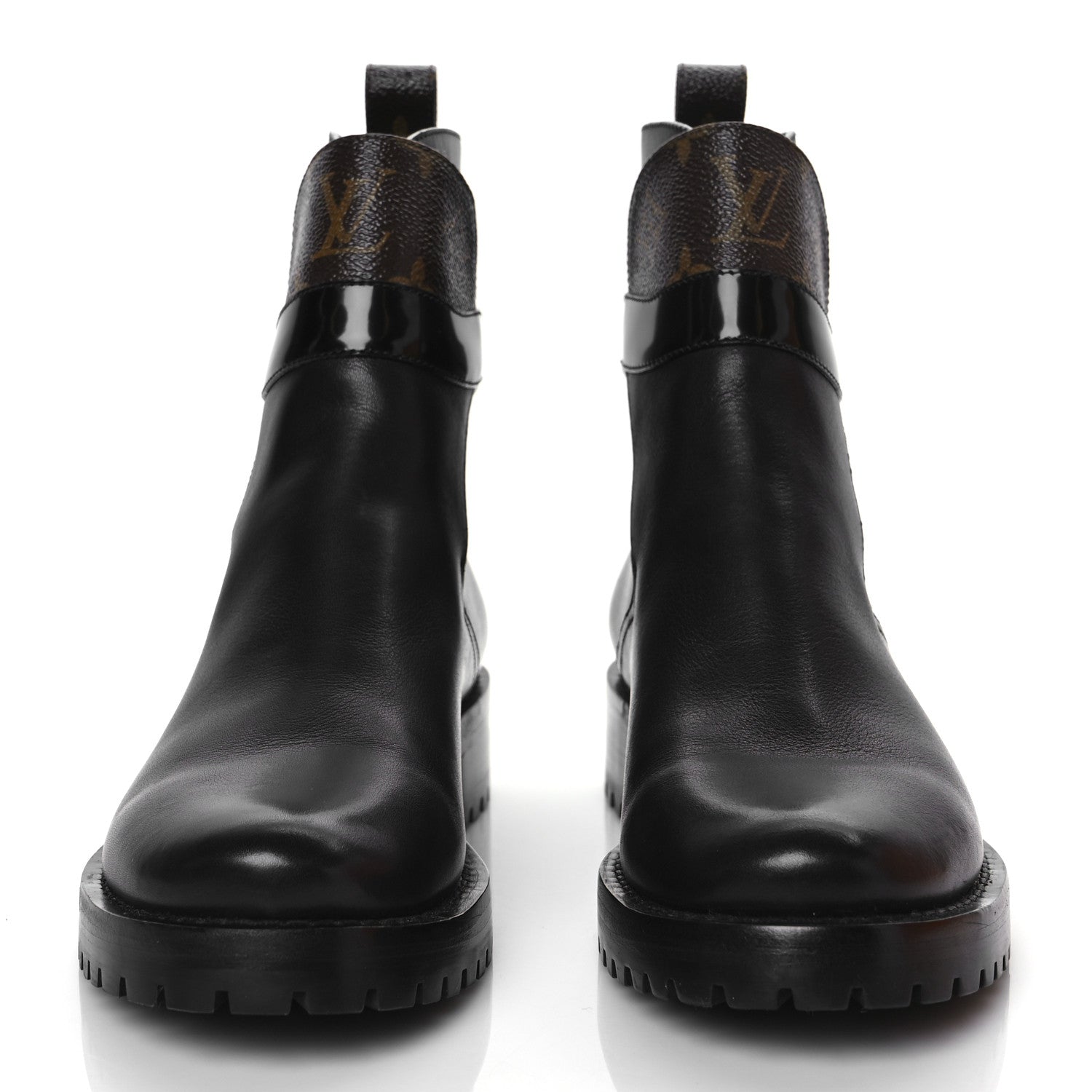 Louis Vuitton Calfskin Monogram Discovery Flat Ankle Boots 36.5 Black 2 of 9