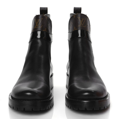 Louis Vuitton Calfskin Monogram Discovery Flat Ankle Boots 36.5 Black 2 of 9