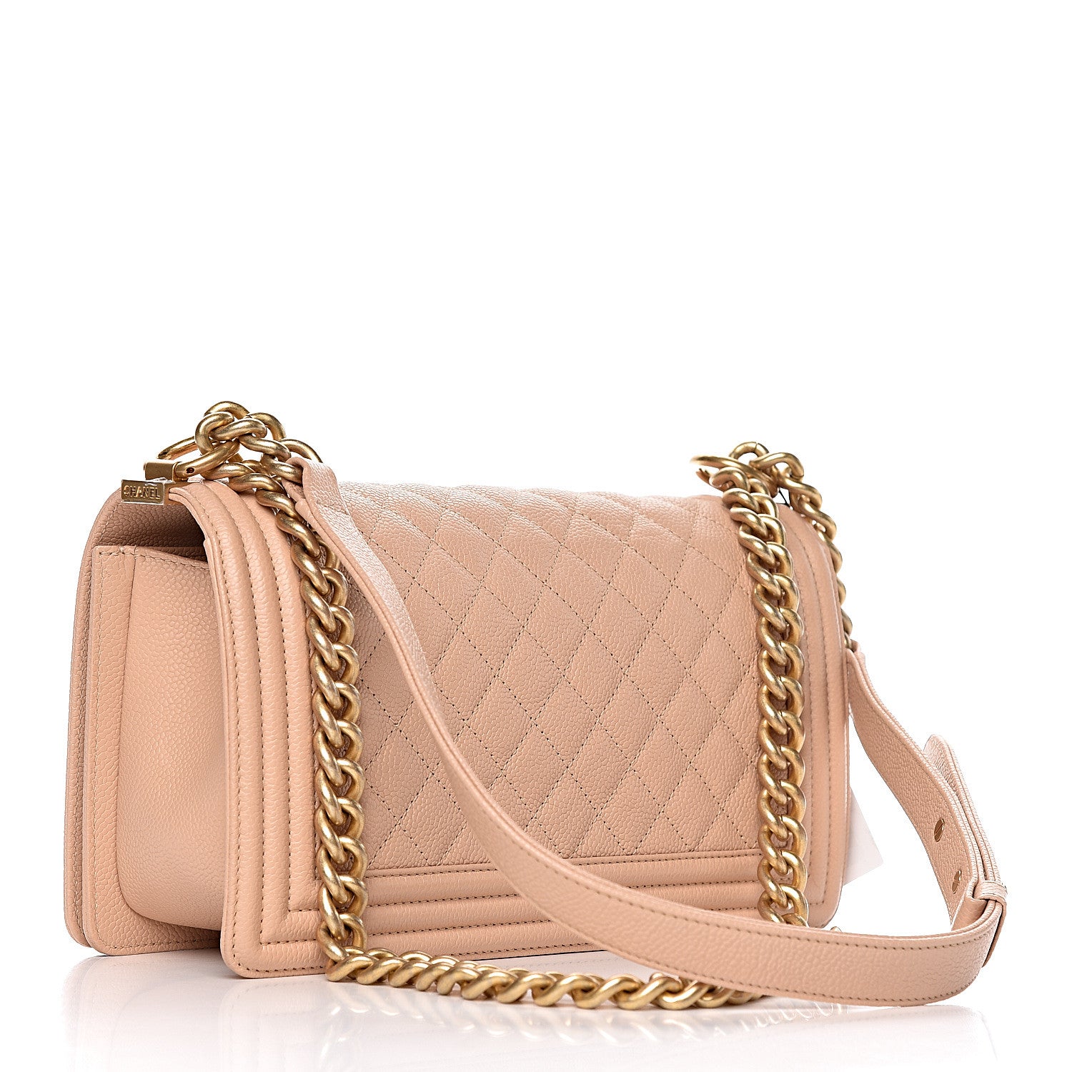 Chanel Caviar Quilted Medium Boy Flap Light Beige 3 of 10