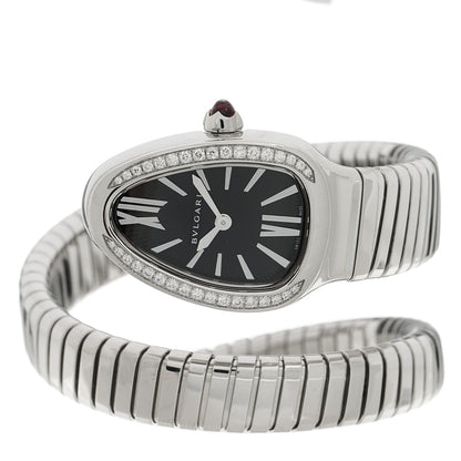 Bulgari Stainless Steel Diamond Bezel 35mm Serpenti Tubogas Quartz Watch Black 2 of 4