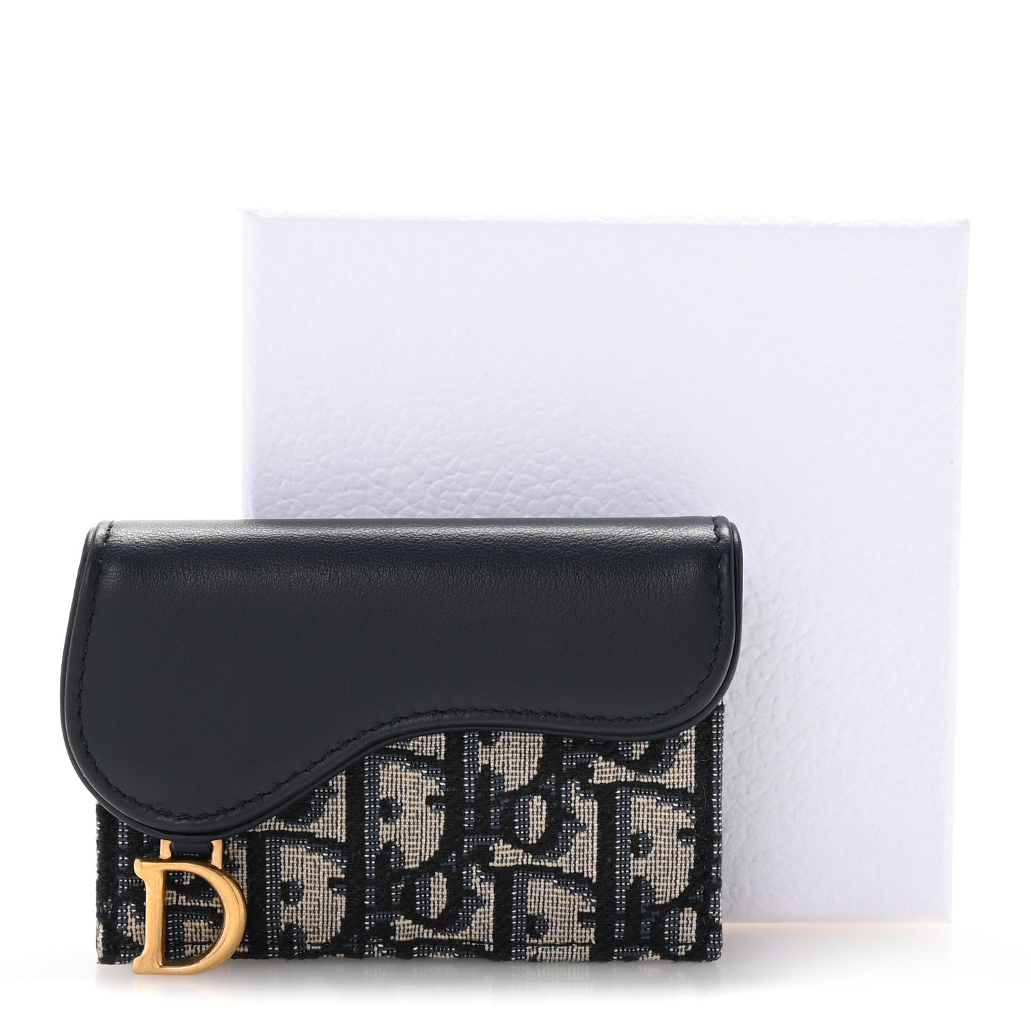 Christian Dior Smooth Calfskin Oblique Saddle Bloom Card Holder Blue 8 of 8