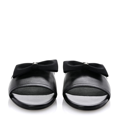 Chanel Lambskin Grosgrain CC Bow Mules 37 Black 3 of 10