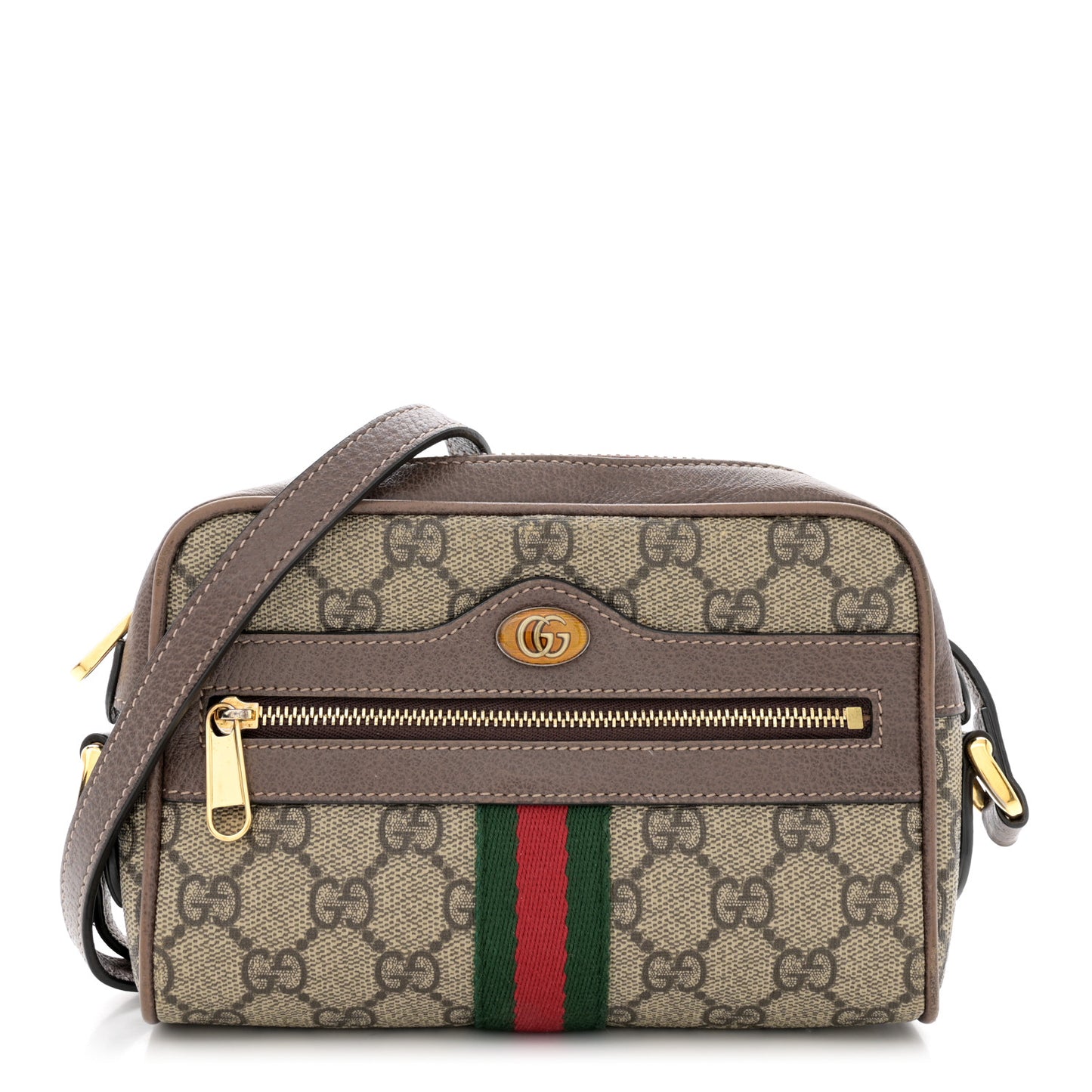 GG Supreme Monogram Web Mini Ophidia Shoulder Bag Brown