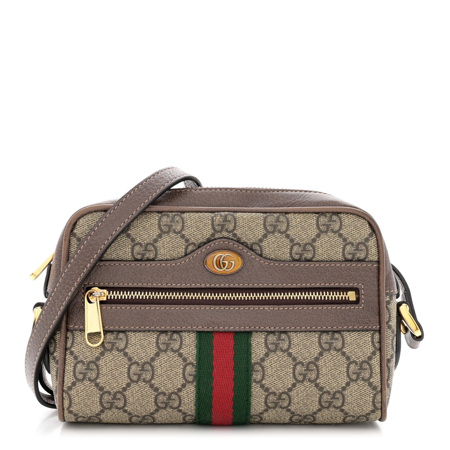 Gucci GG Supreme Monogram Web Mini Ophidia Shoulder Bag Brown 1 of 13