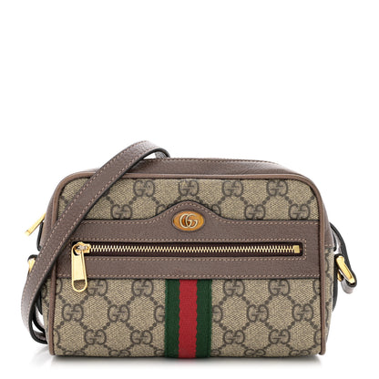 Gucci GG Supreme Monogram Web Mini Ophidia Shoulder Bag Brown 1 of 13