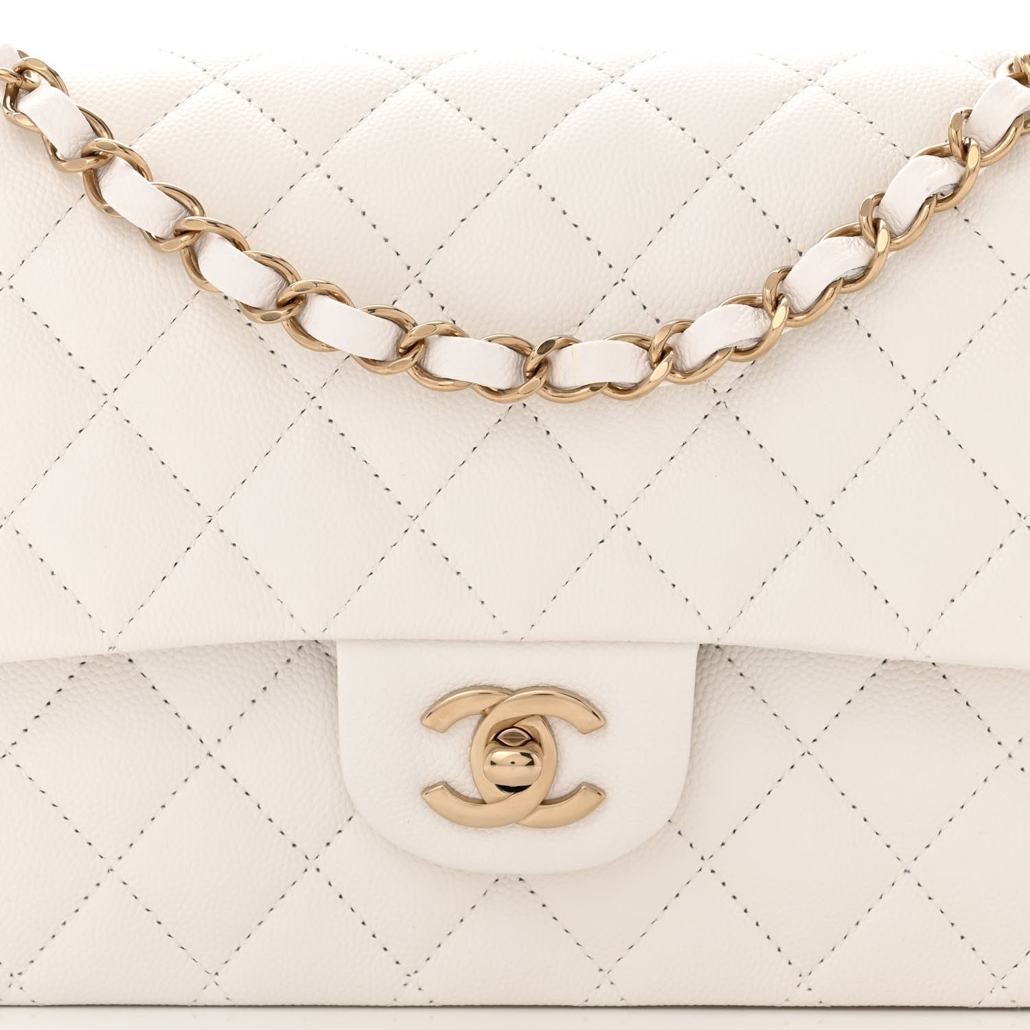 Chanel Caviar Quilted Medium Double Flap White 8 of 10