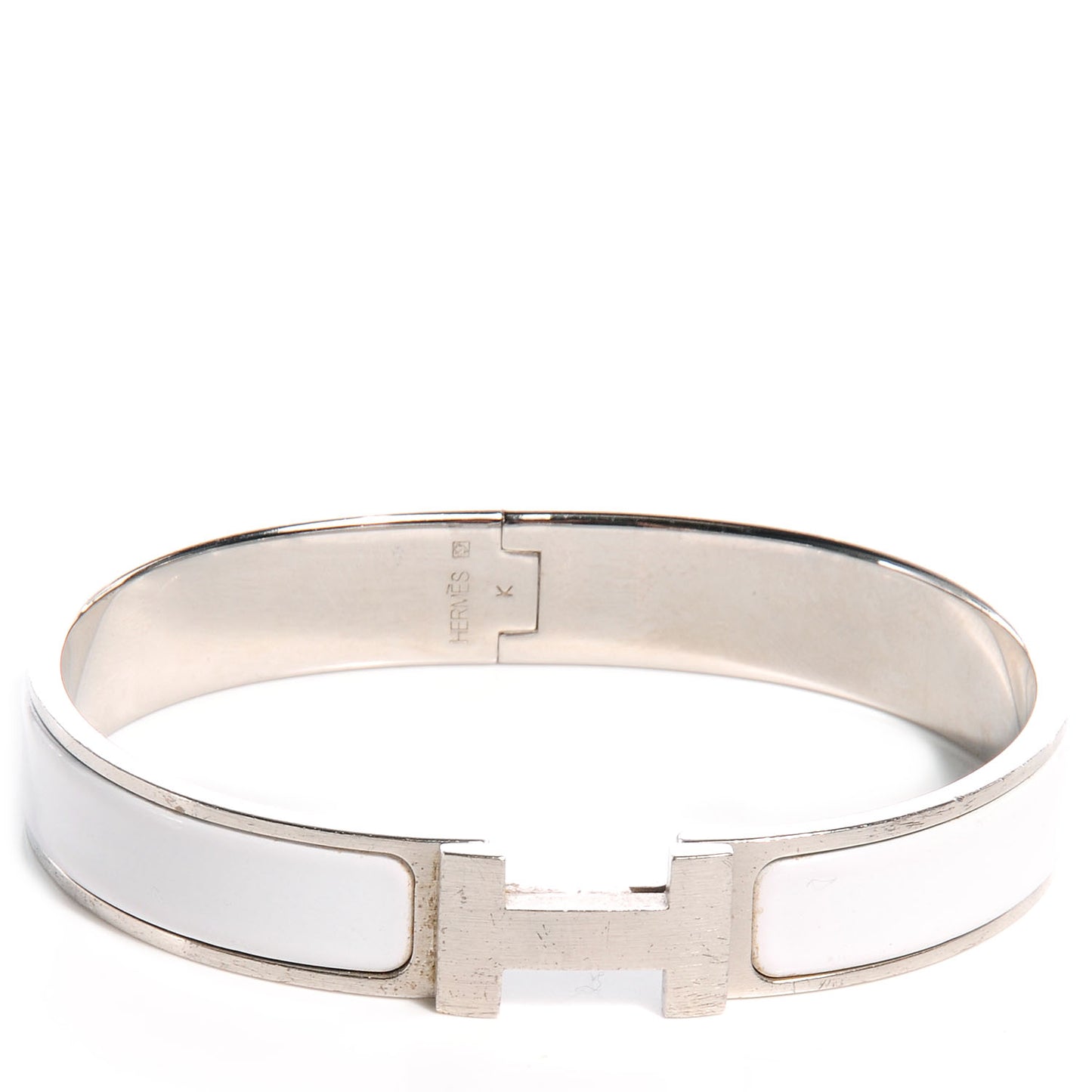 Enamel Narrow Clic Clac H Bracelet PM White