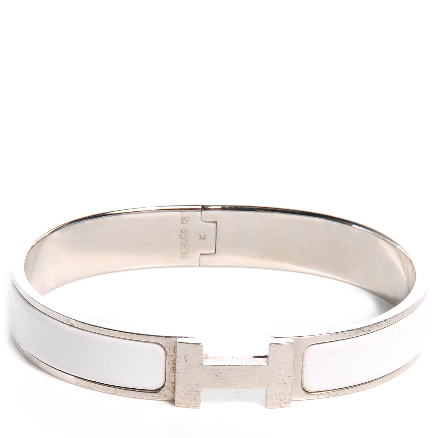 Hermes Enamel Narrow Clic Clac H Bracelet PM White 1 of 5