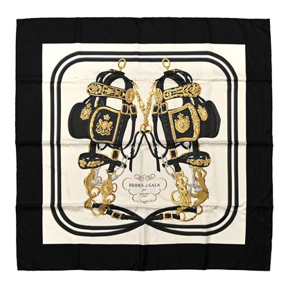 Hermes Silk Brides De Gala Scarf 90 Black Creme Gold 1 of 4