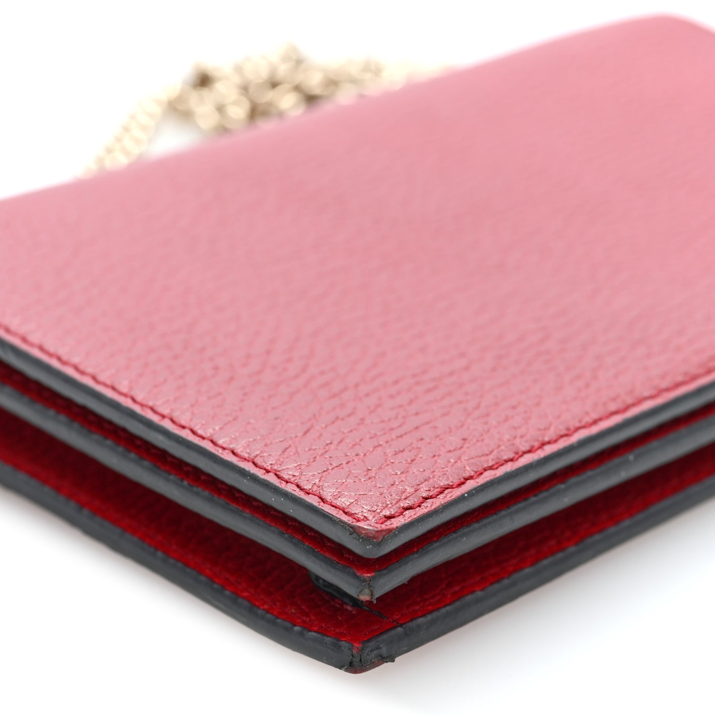 Dollar Calfskin Medium Betty Chain Wallet Red
