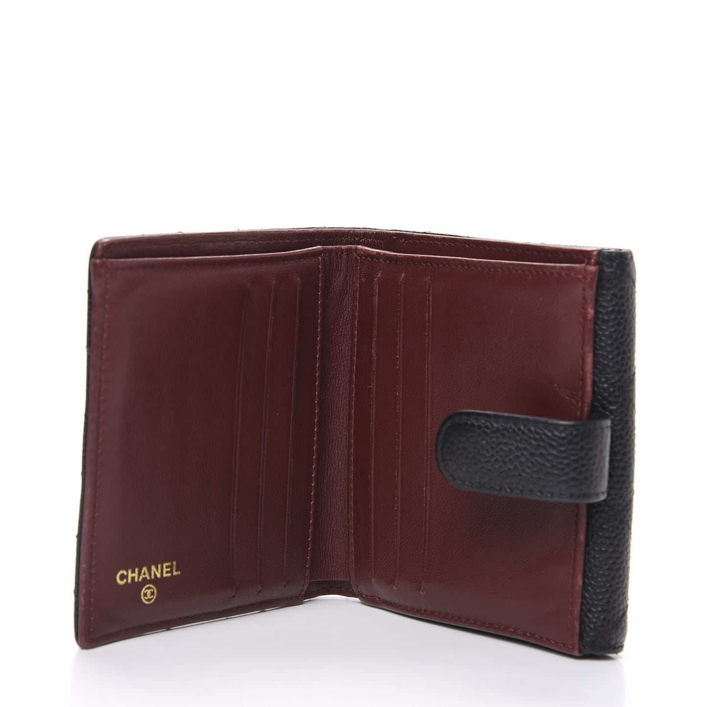 Caviar Quilted Compact Flap Wallet Black