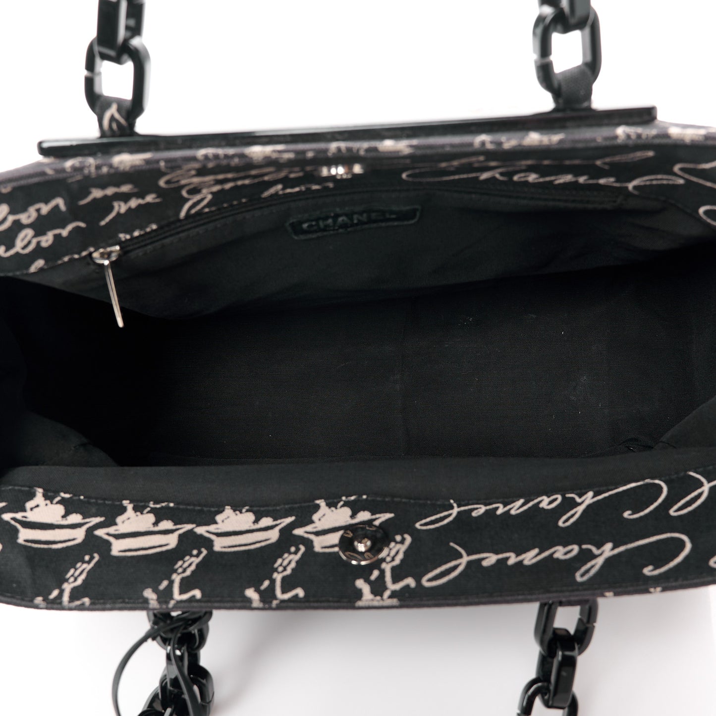 Canvas Camellia Flower Tote Black