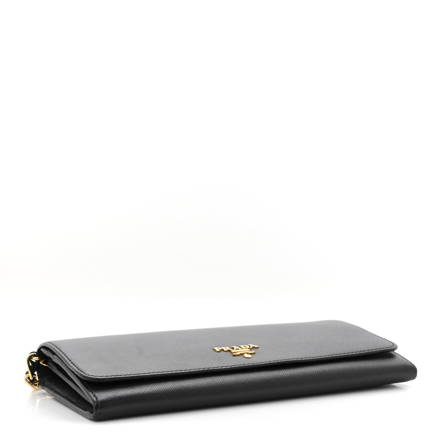 Saffiano Metal Oro Chain Wallet Black