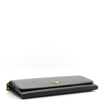 Prada Saffiano Metal Oro Chain Wallet Black 4 of 11