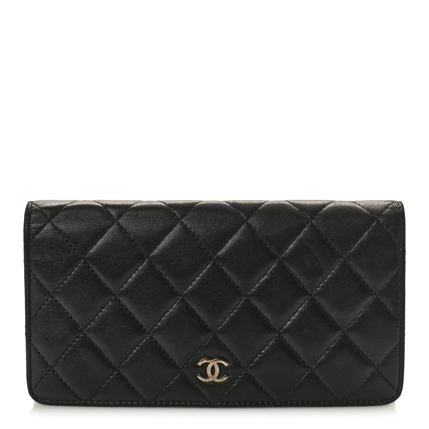 Lambskin Quilted Yen Wallet Black