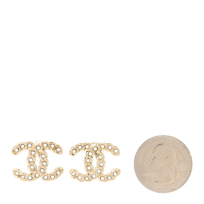 Chanel Crystal Chain Link CC Earrings Gold 2 of 7