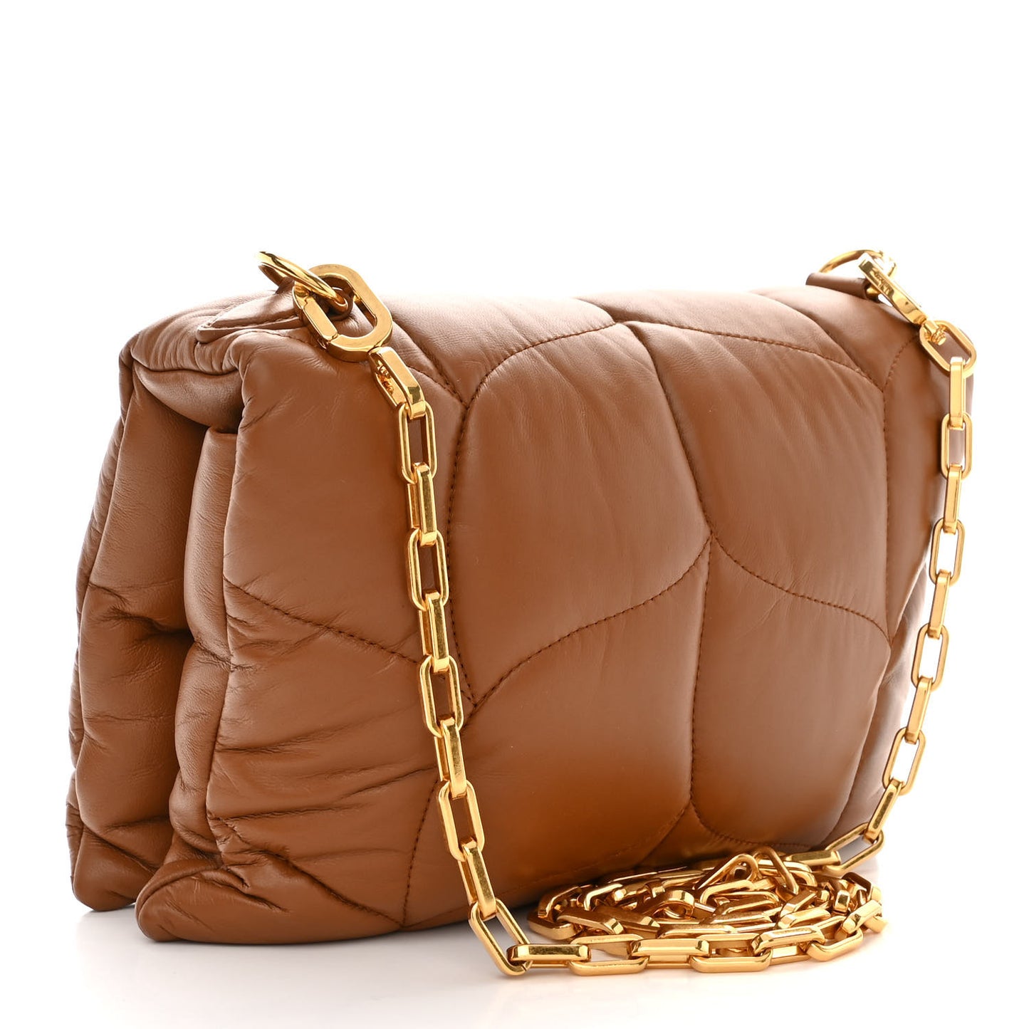 Nappa Pillow Quilted Little Softie Bag Tobacco Brown