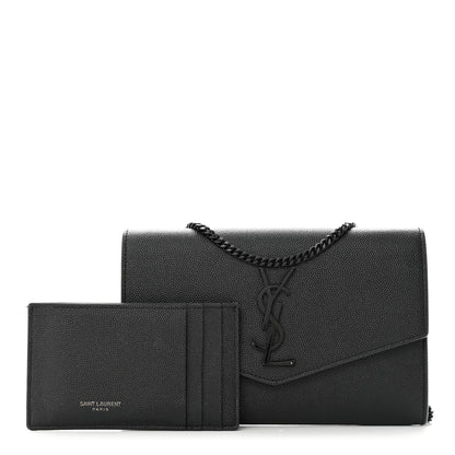 Saint Laurent Grain de Poudre Uptown Chain Wallet Black 3 of 12