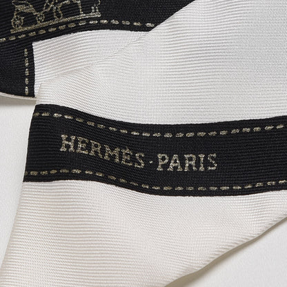 Hermes Silk Bolduc Twilly White Black 3 of 5