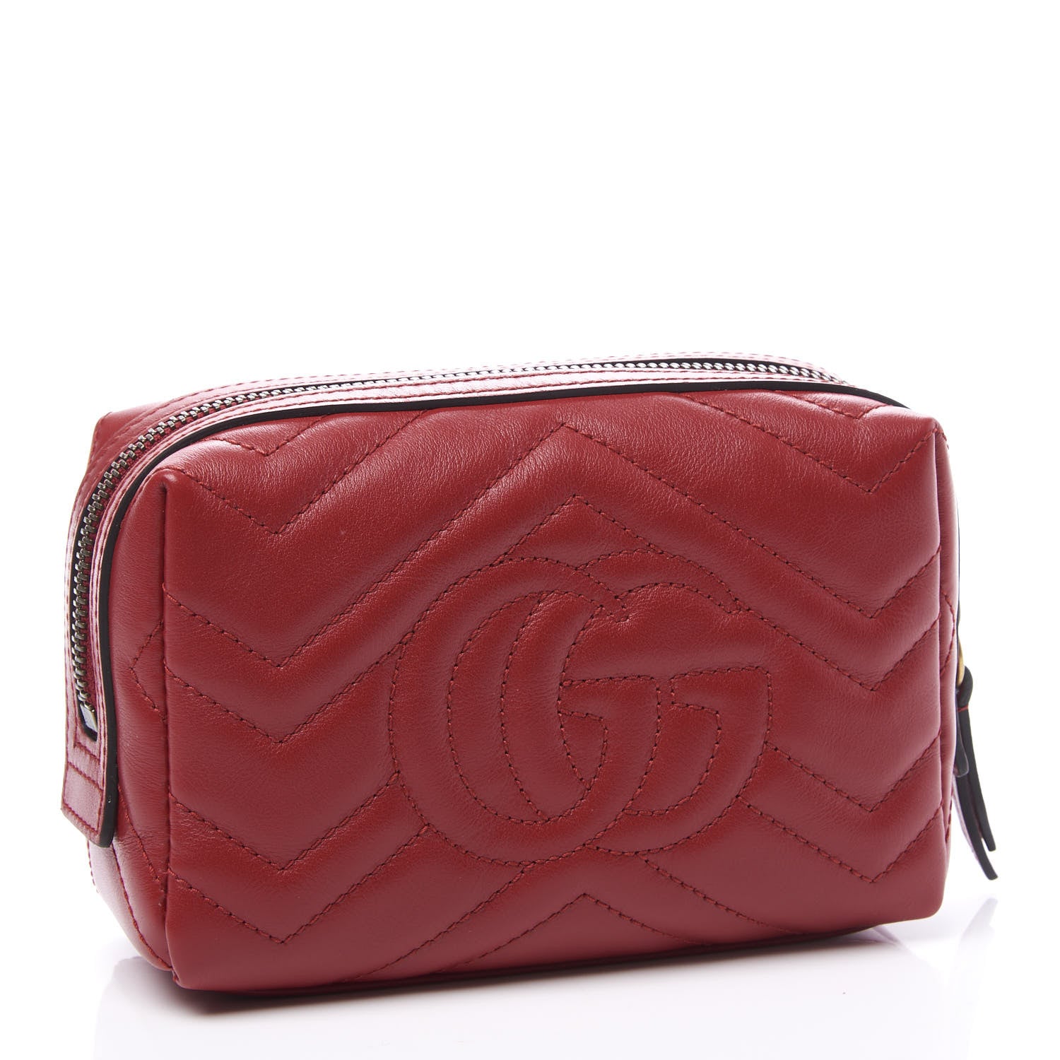 Gucci Calfskin Matelasse GG Marmont Cosmetic Case Hibiscus Red 2 of 7