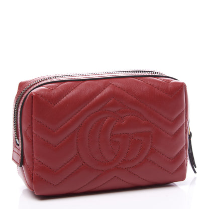 Gucci Calfskin Matelasse GG Marmont Cosmetic Case Hibiscus Red 2 of 7