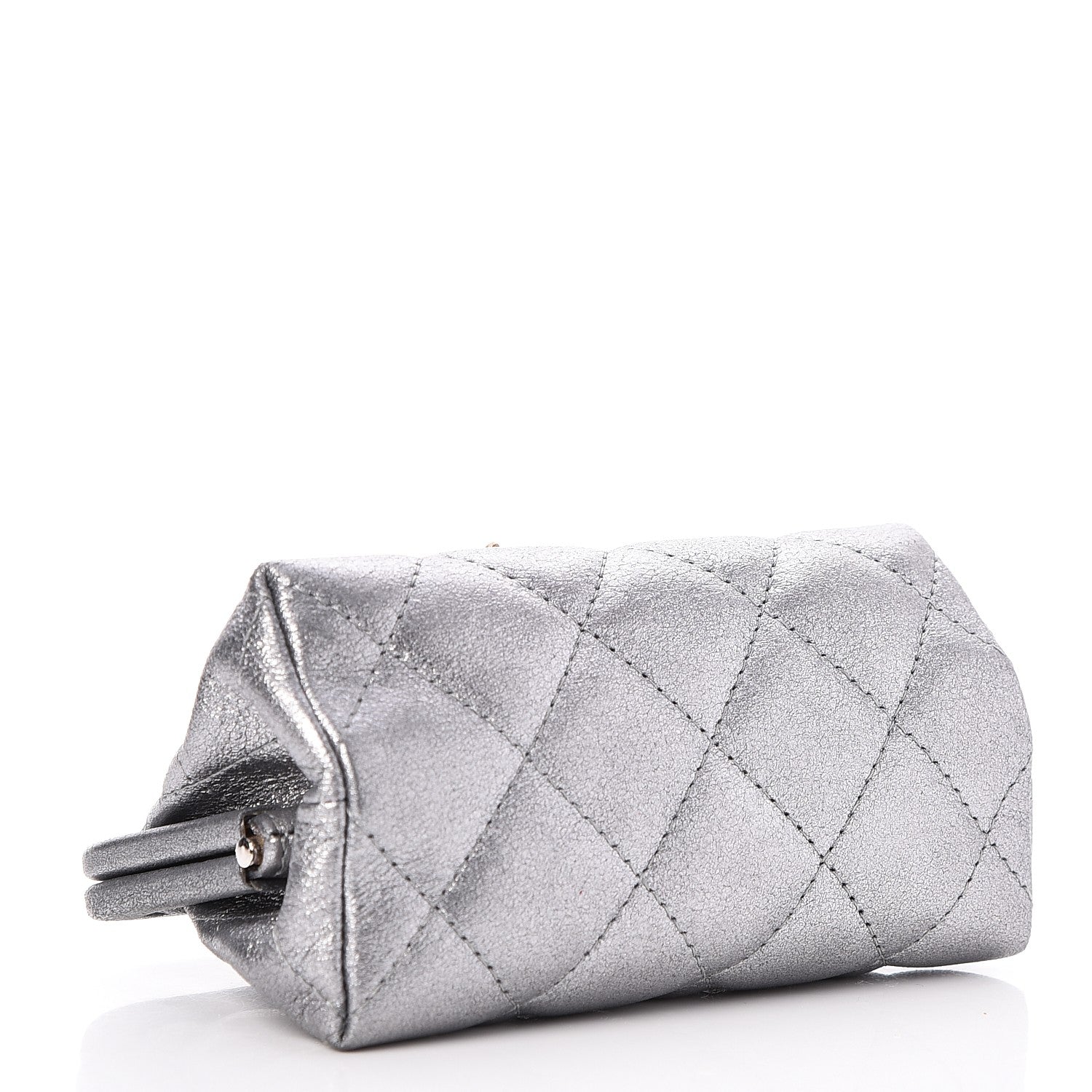 Chanel Metallic Calfskin Quilted Charm Coin Wallet Silver 4 of 7
