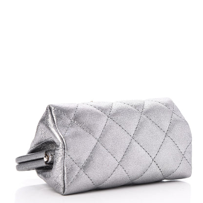 Chanel Metallic Calfskin Quilted Charm Coin Wallet Silver 4 of 7