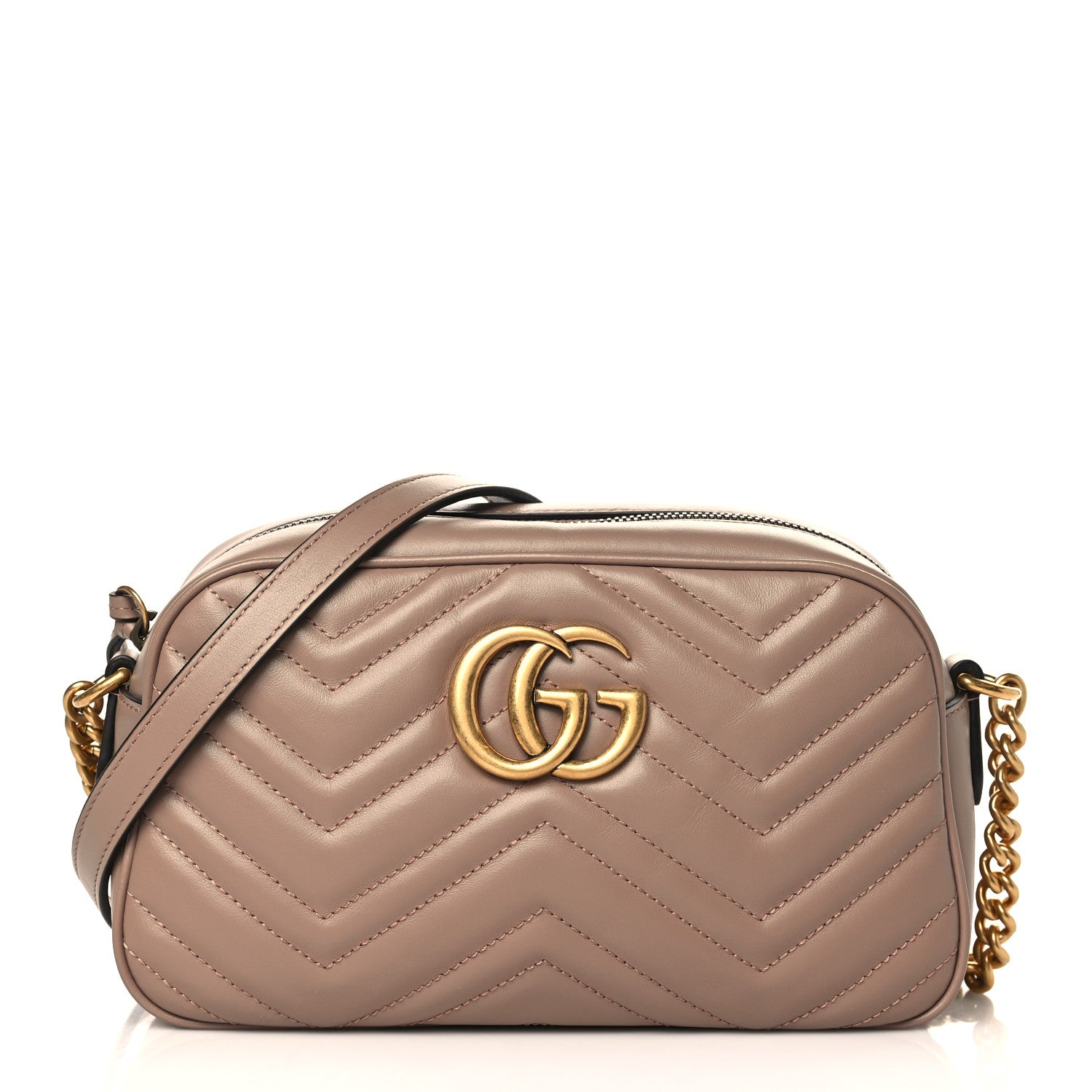 Gucci Calfskin Matelasse Small GG Marmont Chain Shoulder Bag Porcelain Rose 1 of 9