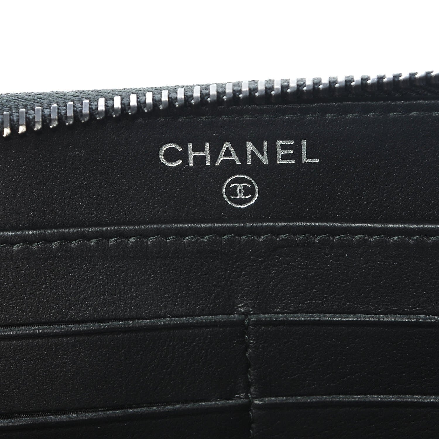 Chanel Crumpled Calfskin Quilted Large Zip Around Wallet So Black 6 of 8