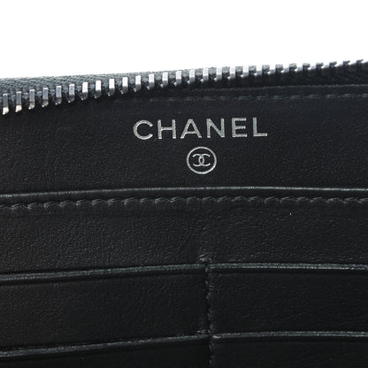 Chanel Crumpled Calfskin Quilted Large Zip Around Wallet So Black 6 of 8