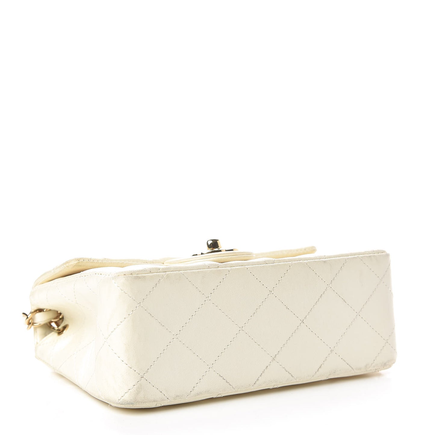 Lambskin Quilted Mini Square Flap White