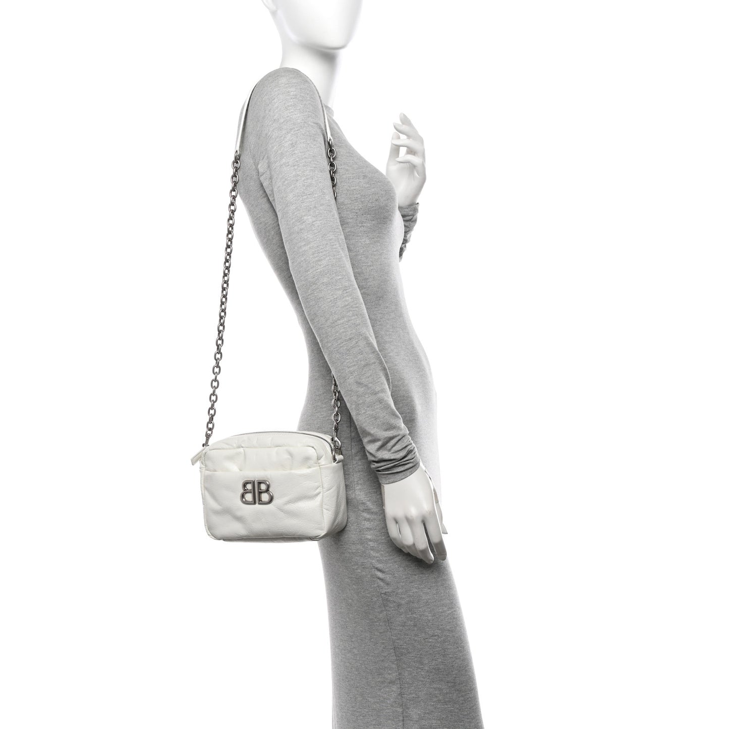 Agneau Arena XS Monaco Camera Shoulder Bag Optic White