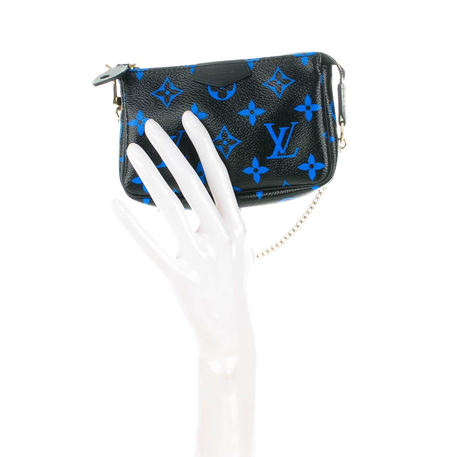 Louis Vuitton Colored Monogram Mini Pochette Accessories Blue Black 2 of 7