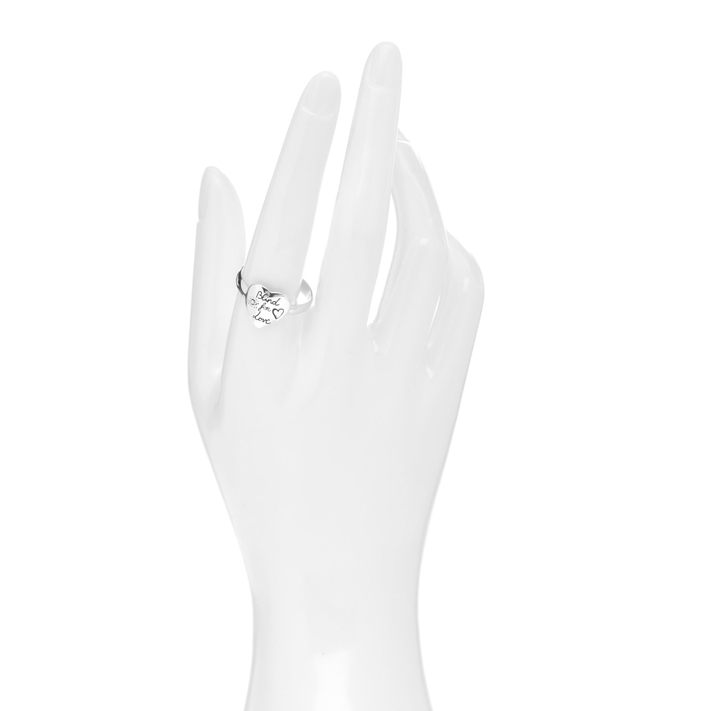 Sterling Silver Blind for Love Heart Band Ring 61 9.75