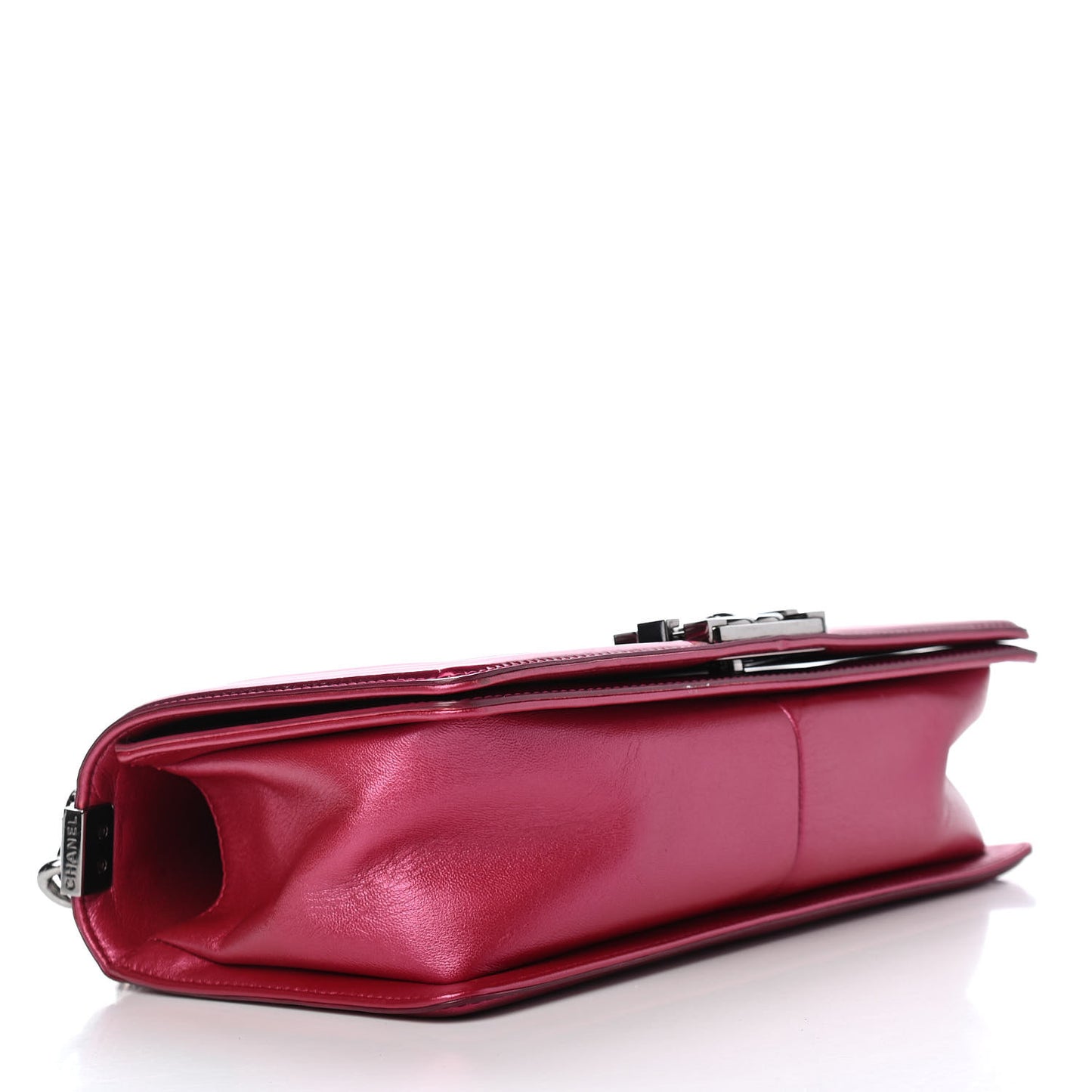 Metallic Patent Calfskin Quilted Medium Boy Flap Pink