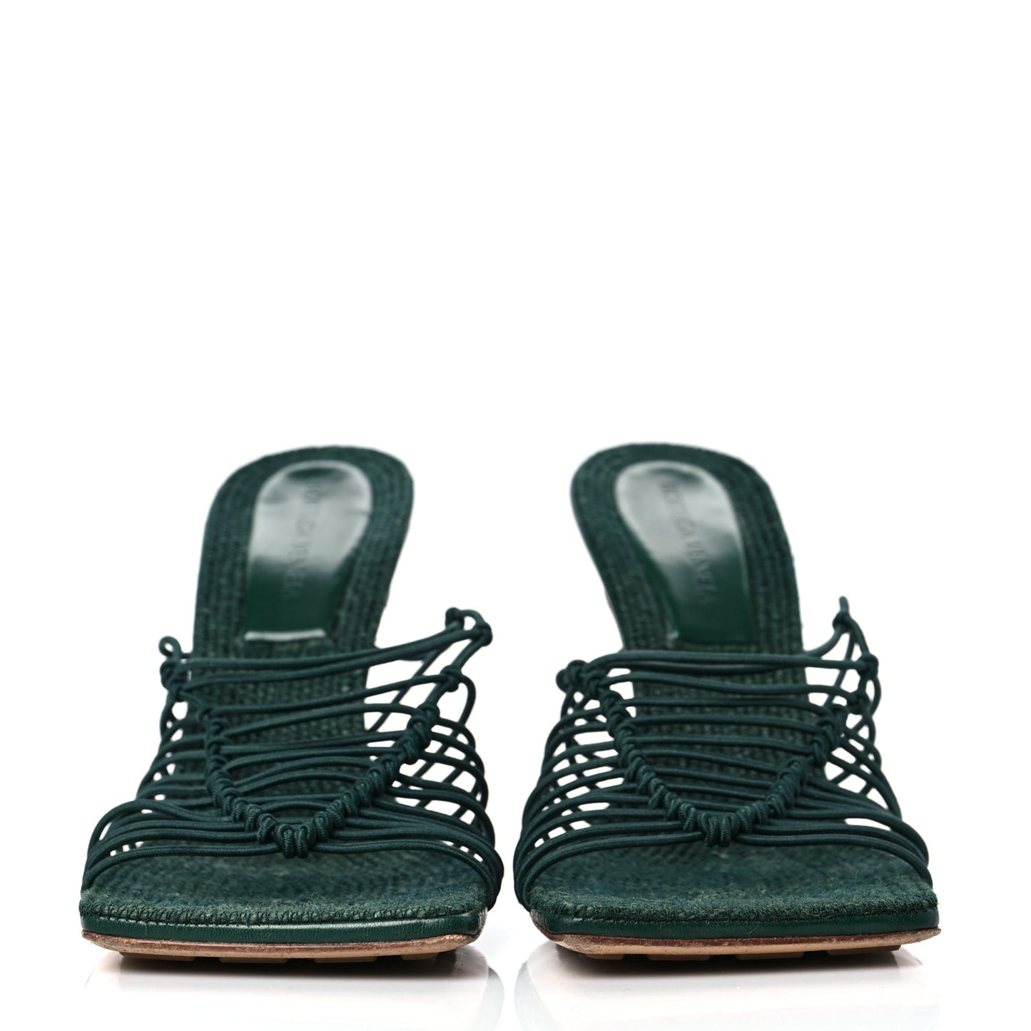 Raffia Elasticized Stretch Mule Sandals 40 Emerald Green