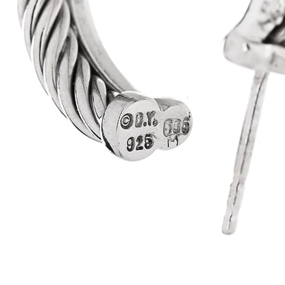 David Yurman Sterling Silver Diamond Small Crossover Hoop Earrings 4 of 4