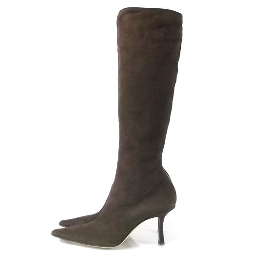 Suede Tall Stretch Boots 38.5 Brown